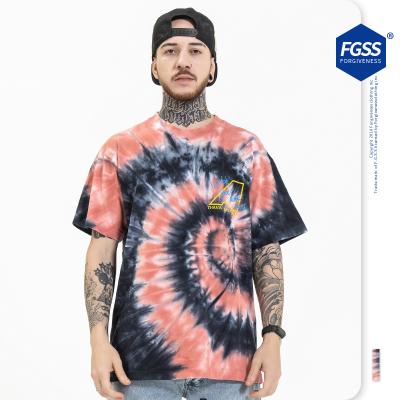 China Sustainable spring and loose skull new styles summer 2021 oversized short T-shirt men tie-dye Europe and America sleeve for sale