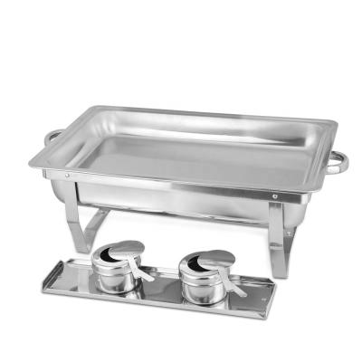 China Stainless Steel Square 9L Hotel Food Warner Display Buffet Roll Top Chafing Dish for sale