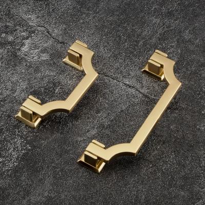 China Simplicity Modern Gold Hardware Gold Hardware Bridge Drawer Flat Nordic Cabinet Style Simple Type Simple Deck Handle Zinc Alloy for sale