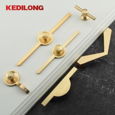 China Modern Furniture hardware modern fashion gold handle European style simple cabinet handle drawer wardrobe zinc alloy handle for sale