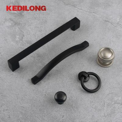 China American Style Simple Black Zinc Alloy Wardrobe Drawer Pull Sideboard Handle Simplicity Furniture Hardware Bright Silver Knob for sale