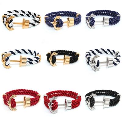 China 2021 New Arrivals FASHIONABLE Design High Quality Weave Rope Boat Anchor Colorful Double Bracelet For Men for sale