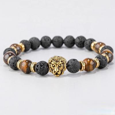 China FASHIONABLE Hot Selling Natural Stone Bracelet For Men Jewelry Tigers Eye Beads Lava Rock Stone Diffuser Bracelets for sale