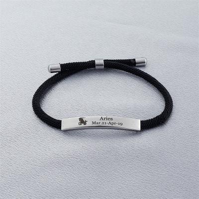 China Best Selling Trendy Scorpion Handmade Aries Taurus Lettered Weave Rope Women Alloy Bracelet For Birthday Gift for sale