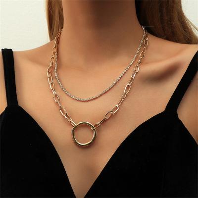 China FASHIONABLE Hot Punk Thick Gold Clavicle Thick Gold Claw Sweater Ring Pendant Alloy Multilayer Chain Necklace for sale