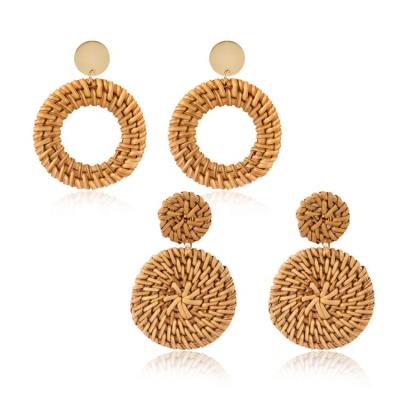 China FASHIONABLE jewelry high quality women's fashion promotion simple ethnic style woven circle bamboo earrings for sale