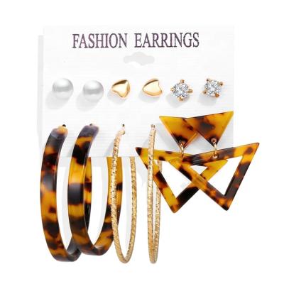 China BOHEMIA Fashion Earring Set Jewelry Gold Pearl Stud Statement Earring Tassel Circle Acrylic Earrings For Women for sale