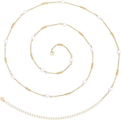 China 2021 Summer New Fashion TRENDY Single Pearl Beaded Body Chain For Women Adjustable Gold Plated Backdrop Jewelry for sale