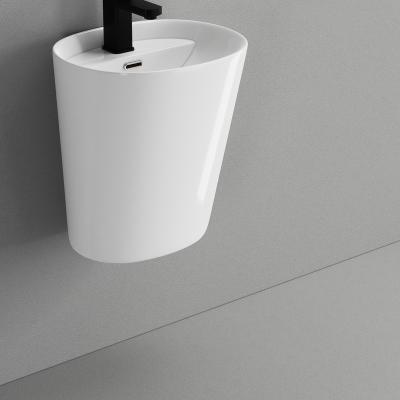 China Easy Clean High Quality Bathroom Sanitary Ware Ceramic Wall-hung Basin for sale