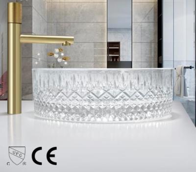 China Wholesale Modern Crystal Clear Crystal Multi Shape Glass Basin Sinks Hand Wash Basin Modern Bathroom Glass Basin for sale