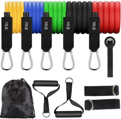 China Hot Selling Portable Home Exercise Body Home Fitness Exercises Resistance Bands With Handles for sale