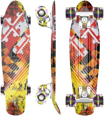 China Outdoor Activities Complete Land Surf Bat Board 22 Inch Mini Cruiser ABEC-7 Board Supporting PU 4 Wheel Flasher Skateboard for sale