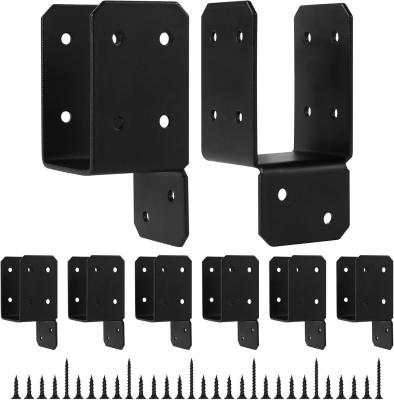 China Carbon Steel Mounting Joist Hanger Brackets Black 16pcs For 2x4 Post To Wood Deck for sale