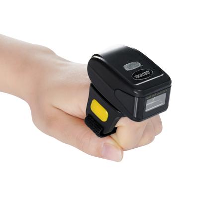 China Mini 2D Finger Ring Wireless QR Barcode Scanner Fast Scan Handheld Code Reader for sale