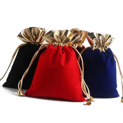 China High Quality Party Flannel Velvet Bracelet Jewelry Drawstring Pouch Bags Small Red Velvet Bag Custom Logo for sale