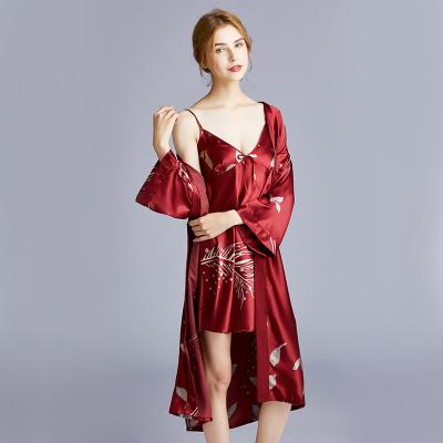 China QUICK DRY 100% pure silk nightgown with lace long slip nightgown sleepwear woman short dress two-piece suit solid sleepwear for sale