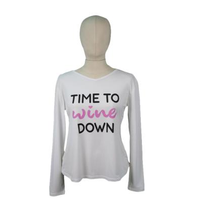 China QUICK DRY Long Sleeve Women's T-shirts Pajamas Super Soft Home Wear V-Neck Top for sale