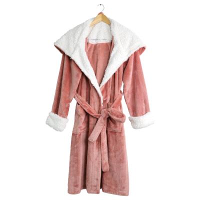 China Hooded Flannel Women's Super Soft Warm Fleece QUICK DRY Winter Nightgown Shower Pajamas Spa Long Robe for sale