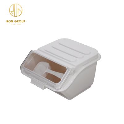 China Fashionable White Shelf 8L Container Bins Mobile Ingredient Storage Bin With Lid for sale