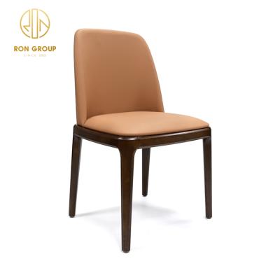 China Modern PU Leather Hotel Chain Custom Restaurant Furniture Solid Wood Dining Chairs for sale