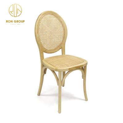 China Eco-freindly Style Cane Furniture French Outdoor Wicker Back Oval Chair Vintage Wooden Rattan Dining Chairs for sale