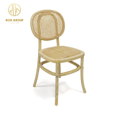 China Cheap Modern Stackable Round Backrest Wicker Rattan Eco-freindly Solid Wood Chair For Garden Restaurant Hotel for sale