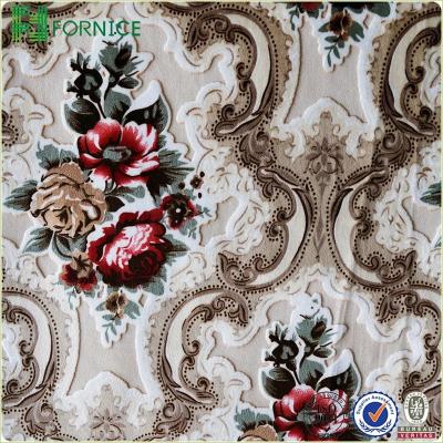 China Flame Retardant Top Quality Warp Knitted Italian Velvet 270GSM Burnout Printed For Sofa Fabric for sale