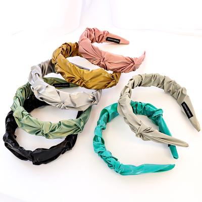 China WT1083A New Design Wrap Headband Non-slip Hairband Fashion Soft Colorful Head Leather Wide Headband for Women and Girls for sale