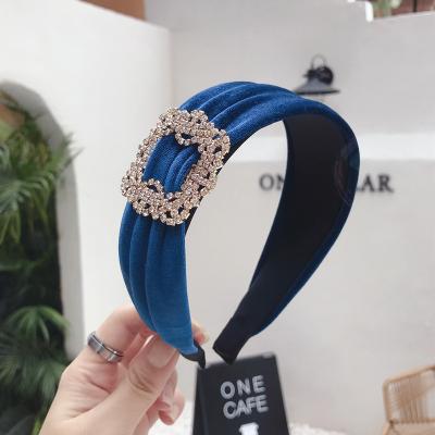 China WT950A Fashion Solid Color Eco-friendly Velvet Headband Multi Colors Cloth Headband Rhinestone Headbands For Women Diadema for sale