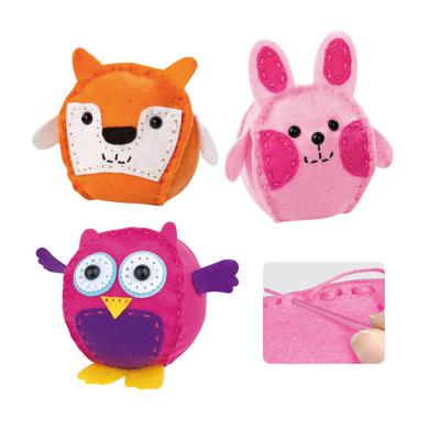 China Hot Sale Owl Fox Rabbit Diy Felt Craft Educational Sewing Kits Toy First To Learn Sewing Arts and Crafts Kids Sale Owl Fox Rabbit Craft Premium Amazon for sale