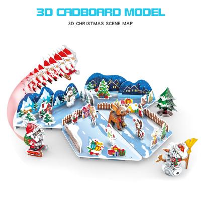 China Creative Jigsaw Puzzle Glue Paste Paste Puzzle Glue Toy Christmas 3D Puzzle With Scene Map DIY Paper Model for sale