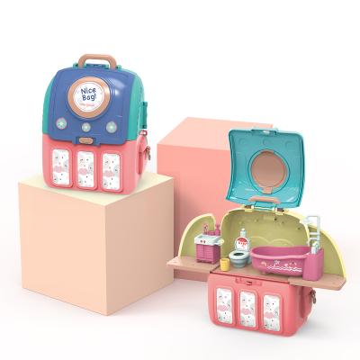 China Miniature Kitchen Toys Toy Miniature Kitchen Toys For Classic Kids Pretend Play Bath Room Schoolbag Package for sale