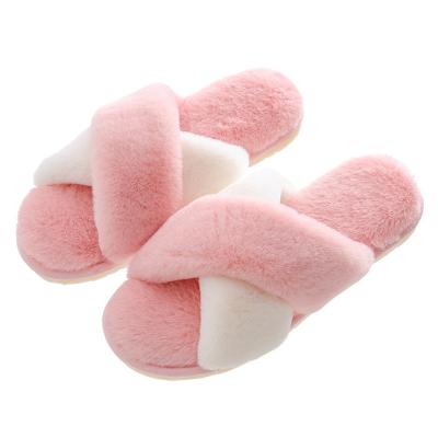 China Factory Trend Fashion Plush Ladies Slippers Beautiful Plush Ladies Slippers Winter High Quality Fur Warm Ladies Slippers V017-1 for sale