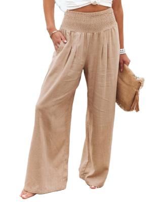 China QUICK DRY Women's Beige Formal Pants Summer Colorful High Waisted Casual Trousers For Women Wide Leg Pants V054-1 for sale