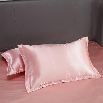 China 2022 best selling imitation anti-static silk fabric solid color pillowcases fitted sheets European and American bedding set v039-1 for sale