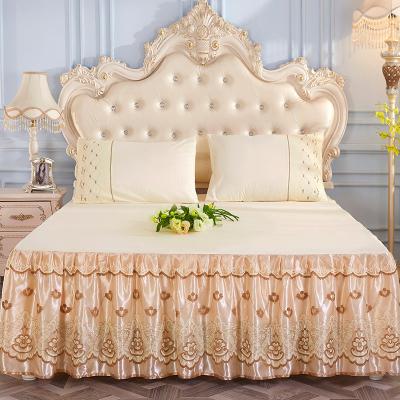 China Graceful Luxury European Viable Bed Sheets Lace Bedskirt Bedding Set V044 for sale