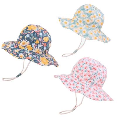 China Outdoor Reversible Faded Baby Boys Girls Bucket Hats Cute Cotton Print Children Hats Picture Spring Hats for sale