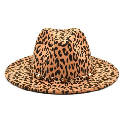 China Leopard Print Hat Autumn And Winter Felt Hat Fashion Women And Men Outdoor Felt Hat for sale