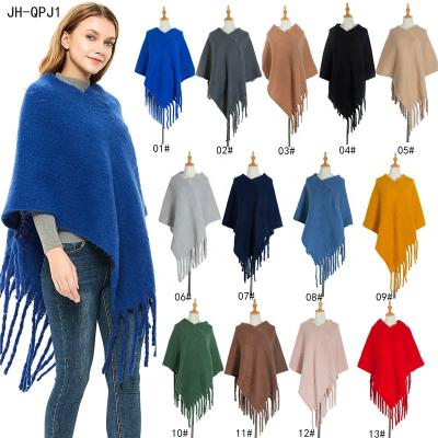 China Simple Open Poncho Soft Smooth Feeling Winter Pashmina Front Shawls Poncho Cape Warm Wrap Ladies Scarf for sale