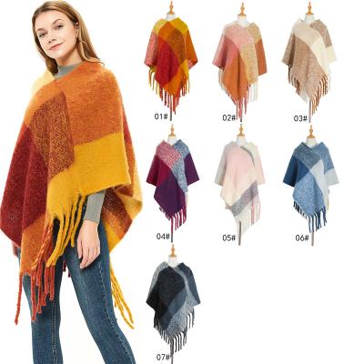 China Thick Yarn Tassel Woven Winter Scarf Shawl Ladies Poncho Soft Smooth Feeling Women's Circle Long for sale