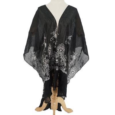 China Classic Plain Embroidered Summer Floral Poncho Sjaal Muslim Hijab Print Fashion Slander Shawl for sale