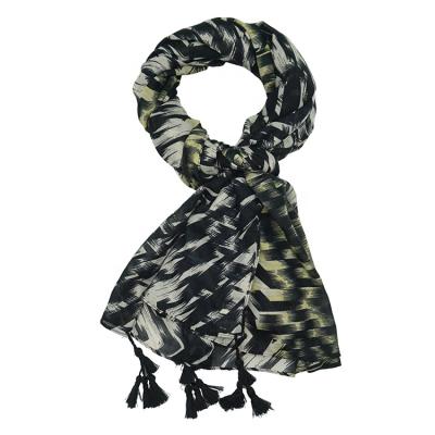 China Classic Fashion Art Scarf Custom Design Polyester Art Wave Print Women Spring Scarf for sale