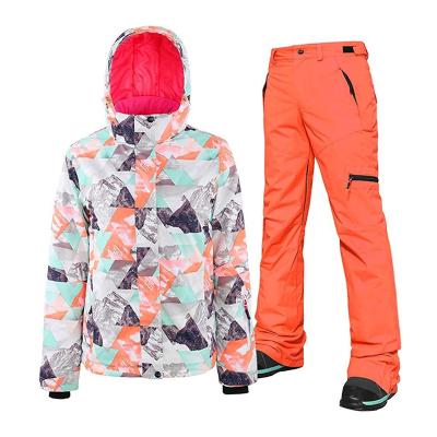 China FREE SAMPLE Fashion Women's Winter Breathable Ski Suit Waterproof Snowboard Colorful Printed Ski Jacket And Pants Set for sale