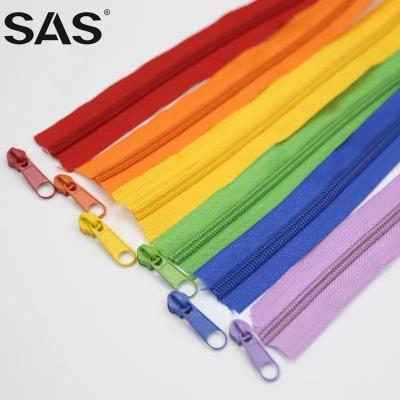 China Automatic Lock SAS Different Type Color Open End Factory Price Zipper Tape Nylon Zipper For Home Textile for sale