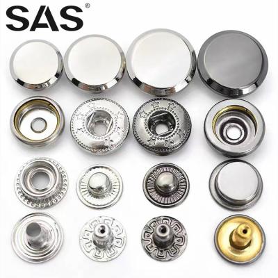 China SAS Manufacturer Nickel Free Supply Decorative Round Button Logo Size Brass Snap Fastener Custom Made For Garment for sale