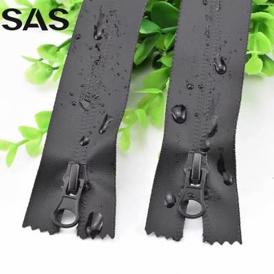 China New Design Vendor 3# 5# 7# 8# Clothing Auto Lock SAS Black Long Open End Chain Nylon Waterproof Zipper for sale