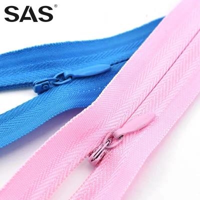 China Fashionable End Fast Delivery Auto Lock SAS China Manufacture Nylon Color 3# Invisible Zipper for sale