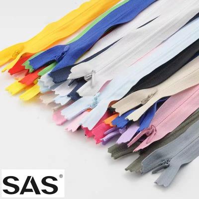 China Hot Sale Color Custom Length Auto Lock SAS Environmental Thin Invisible Zipper For Pillows Dress for sale