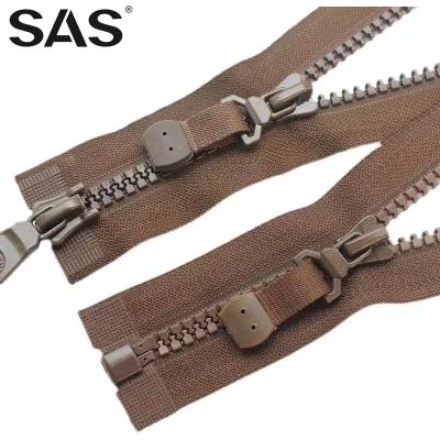 China Auto Lock SAS Resin Zipper Manufacture Like Color Plastic Resin High Quality Customized Reinforced Long Zipper for sale