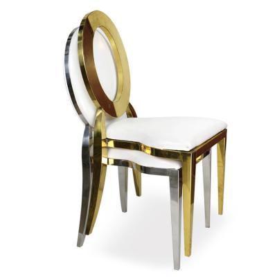 China Modern Hot Selling Velvet Round Back Gold Stainless Steel Hotel Banquet Events Wedding Chair for sale